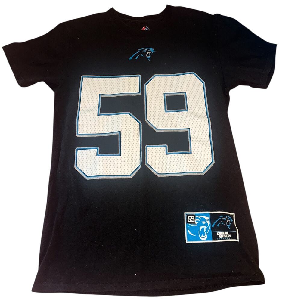 Youth Carolina Panthers Luke Kuechly #59 Majestic NFL T-Shirt Black Small